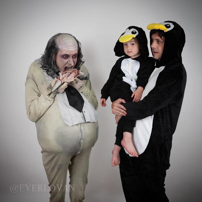 When the wife misunderstood her husband's phrase Honey, today we will have a family photo session in the form of penguins - The photo, Family, PHOTOSESSION, Costume, Penguins, Batman, Humor, Longpost, Dc comics, , 