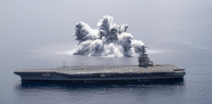 Eh ... Petrov and Boshirov missed ... - Navy, Aircraft carrier, USA, Humor, , Boshirov and Petrov, Longpost, Explosion