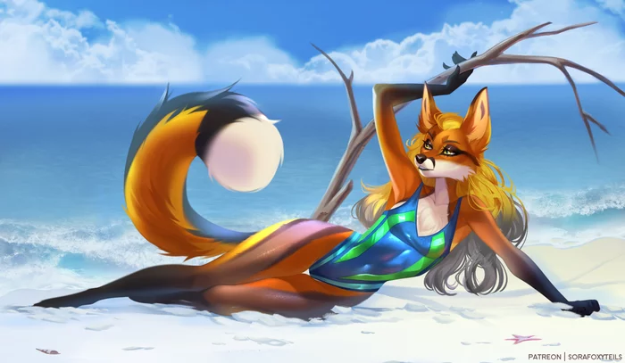 On the shore - NSFW, Furry, Anthro, Art, Yiff, Furotica, Furry fox, Sorafoxyteils