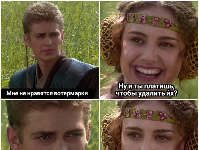 Watermarks - Memes, Anakin and Padme at a picnic, Watermarks, Picture with text