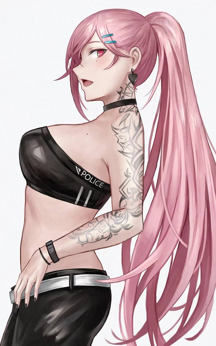 SIG MCX - NSFW, Anime, Art, Anime art, Girls frontline, Girls, Tattoo, Girl with tattoo, OnOff, , Breast, Bikini, Longpost, 