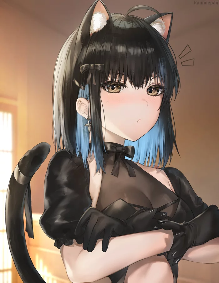 Neko - Anime, Anime art, Anime original, Neko, Art, Girls, Animal ears, Tail, , Kanniiepan