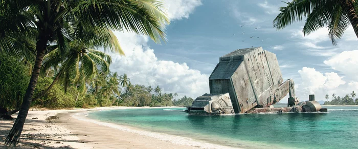 Decline of the Empire - Star Wars, At-At, Пляж, Арт