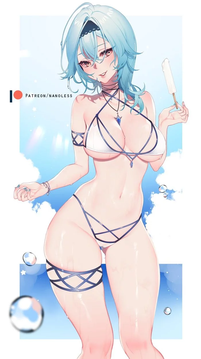 Eula - NSFW, Genshin Impact, Eula (Genshin Impact), Арт, Девушки, Игры, Аниме, Anime Art, Сиськи, , Купальник, Рисованная эротика, Nanoless, Длиннопост