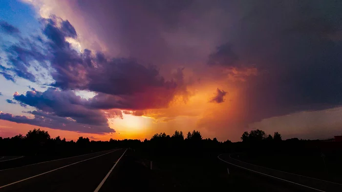 Thunderstorm on June 22 in the direction of AMZ - Chelyabinsk, Mobile photography, Weather, Clouds