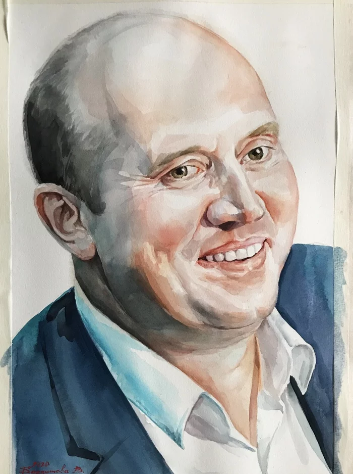 Portrait of Sergei Burunov - My, Watercolor, Portrait, Portrait by photo, Sergey Burunov