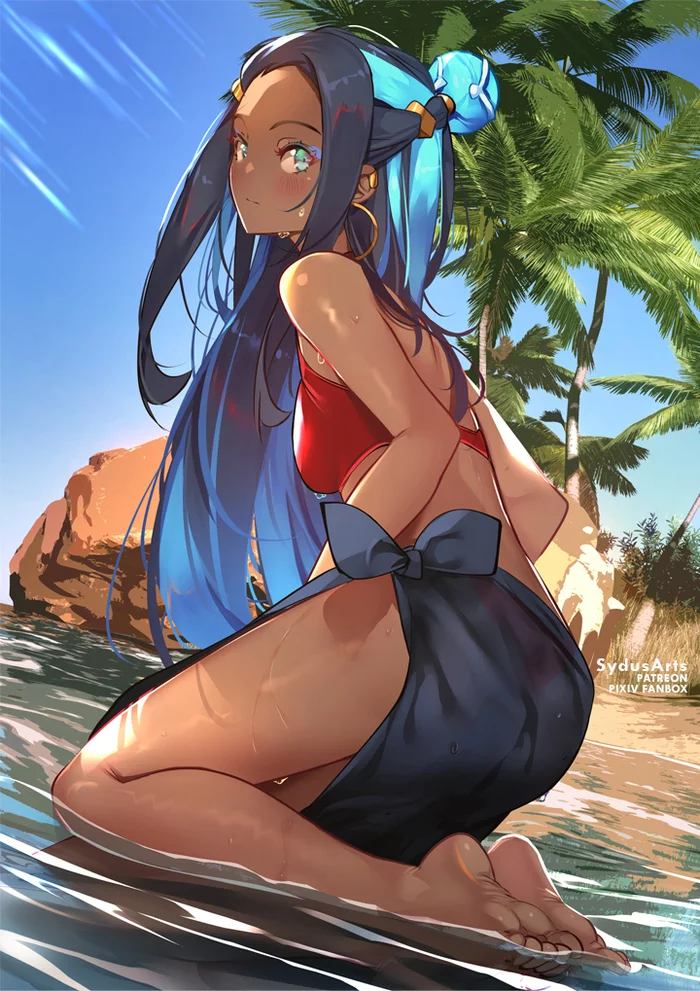 Nessa - NSFW, Аниме, Арт, Anime Art, Pokemon Sword and Shield, Покемоны, Nessa, Пляж, Рисованная эротика, , Эротика, Sydusarts