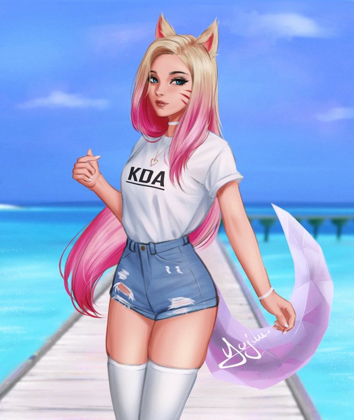 Ahri , -, Game Art, League of Legends, , Ahri, Animal Ears, Yajuu