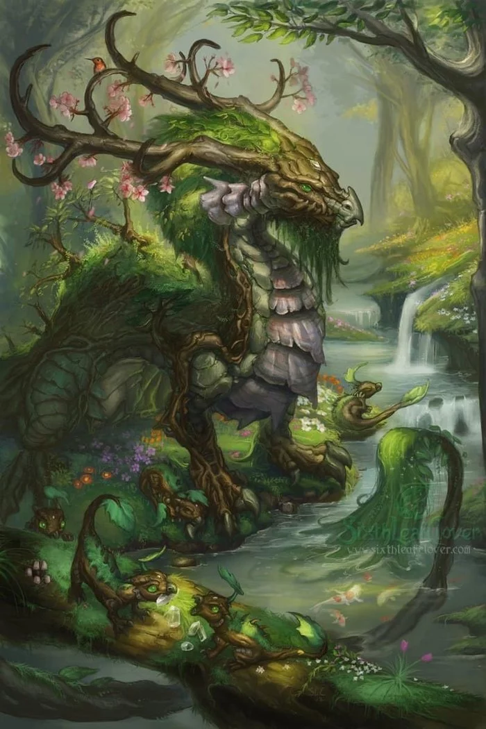 forest dragon - Art, The Dragon, Fantasy, Sixthleafclover