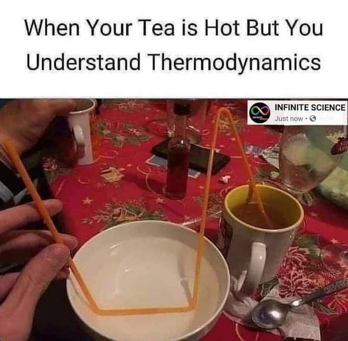 When your tea is too hot, but you know thermodynamics - Water cooling, Thermodynamics, , Picture with text, Life hack