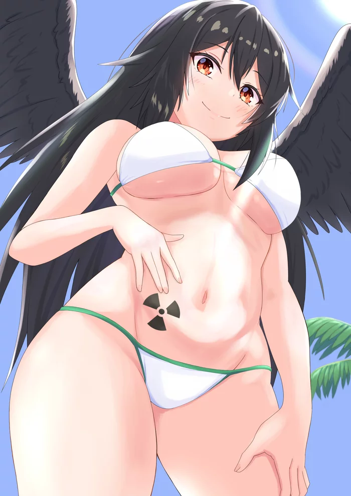 Reiuji Utsuho - NSFW, Touhou, Reiuji Utsuho, Anime art, Anime, Swimsuit, Boobs, Hand-drawn erotica, Erotic, , O1118