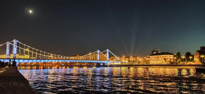 Crimean bridge - My, Mobile photography, Moscow, Bridge, Night, Museon Park