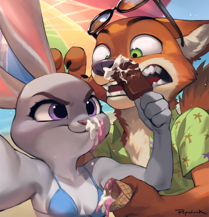 Continuation of the post Sploot - Zootopia, Nick and Judy, Nick wilde, Judy hopps, Ice cream, Popodunk, Art, Reply to post, Revenge