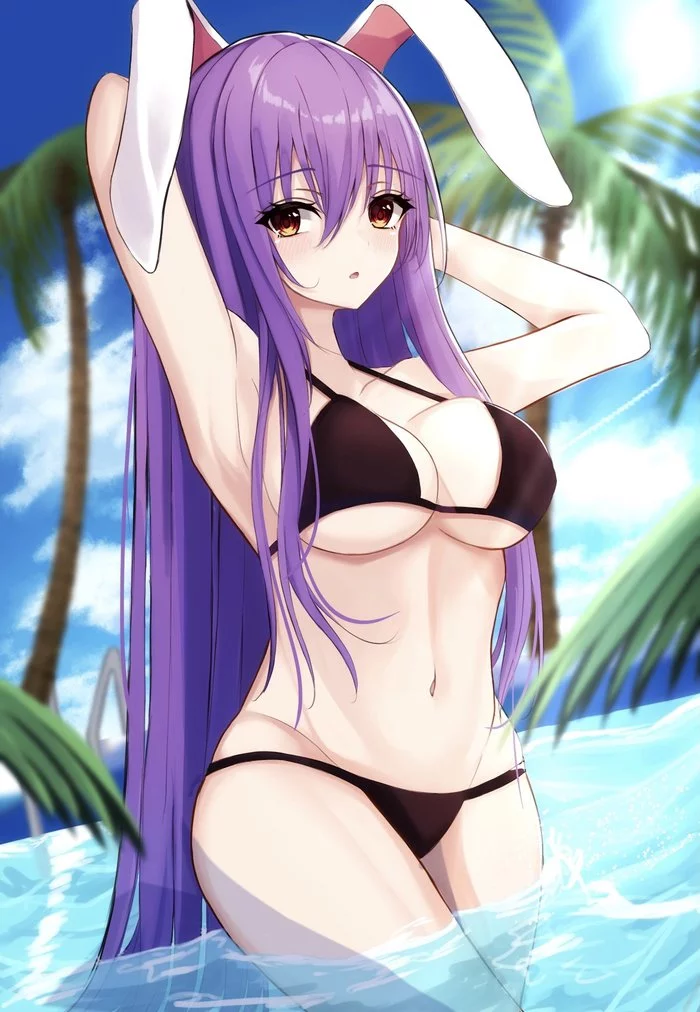 Reisen udongein inaba - NSFW, Touhou, Reisen udongein inaba, Anime art, Anime, Swimsuit, Boobs, Hand-drawn erotica, Erotic