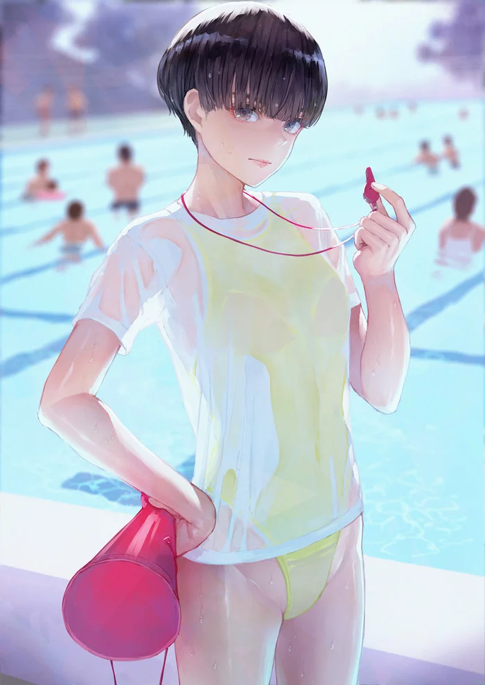 Lifeguard - NSFW, Аниме, Anime Art, Anime Original, Арт, Девушки, Купальник, Мокрая, Бассейн, , Спасатели