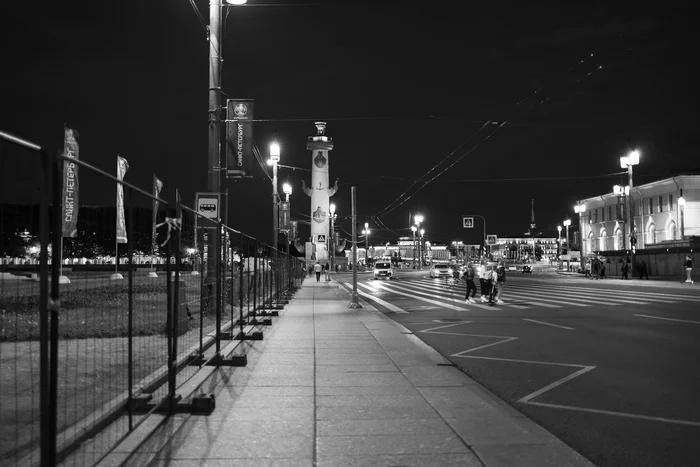 A bit of Peter's night - My, Saint Petersburg, Night, Black and white photo, The photo, Night city, Longpost