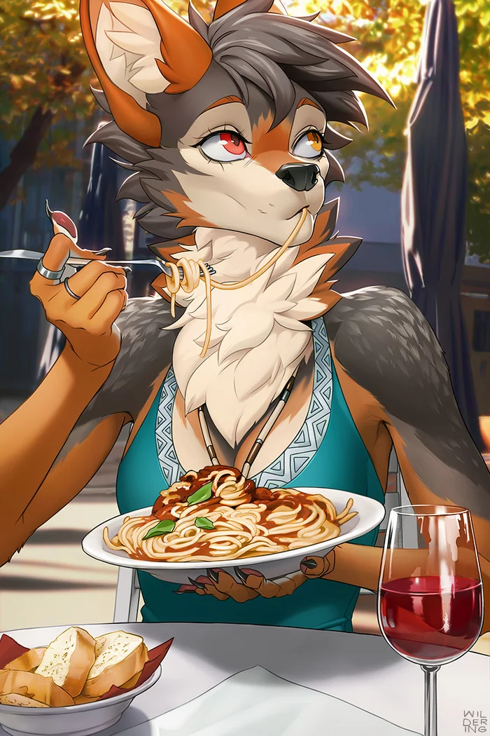 Spaghetti - Furry, Anthro, Art, Furry jackal, Wildering