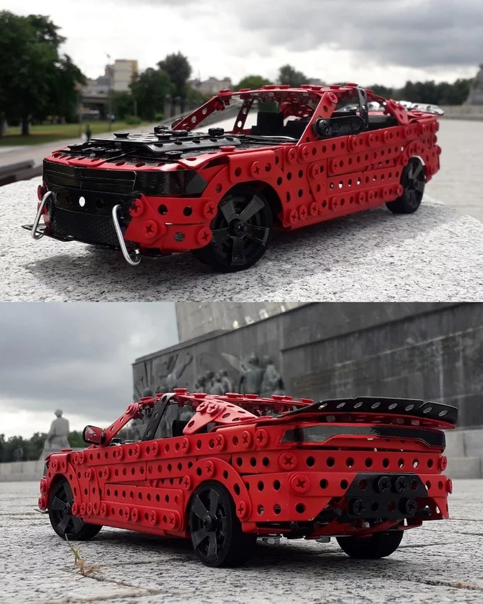 2017 Dodge Charger in metal construction set, wire, rubber, leather and cardboard - My, Dodge, Dodge charger, Muscle car, VDNKh, Modeling, Constructor