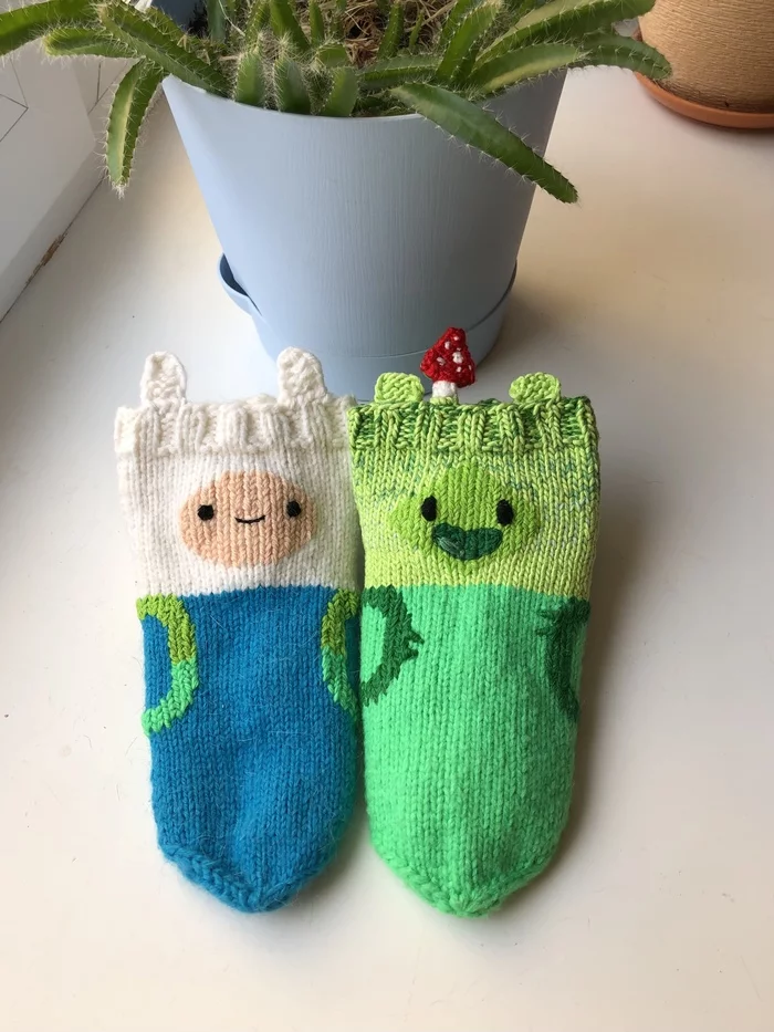 Finn and Fern - My, Needlework without process, Knitting, Knitting, Embroidery, Adventure Time, Finn the human, Longpost
