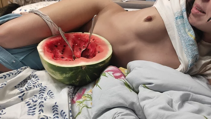 Who wants a watermelon? - NSFW, My, Breast, Girls, Homemade, Erotic, Watermelon