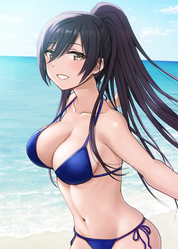 Shirase Sakuya - NSFW, Anime, Anime art, The idolmaster, Idolmaster shiny colors, Shirase Sakuya, Swimsuit, Boobs, Hand-drawn erotica, , Erotic