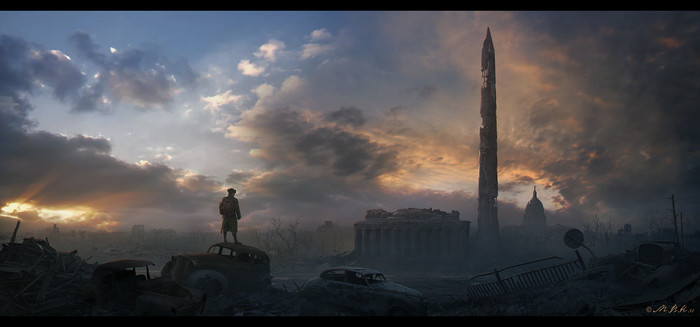 Monument - Art, Fallout, Fallout 3, Post apocalypse, Washington Monument, Vladimir Manyukhin