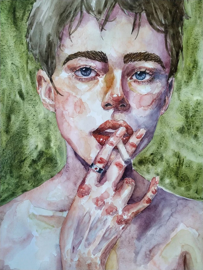 Portrait of a girl - My, Art, Illustrations, Painting, Watercolor, Portrait, Drawing, Longpost