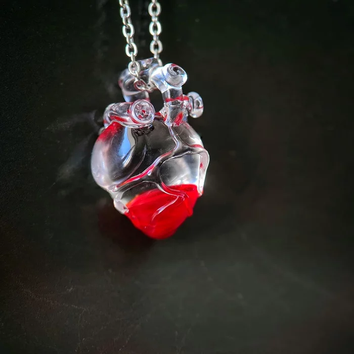 glass heart - My, Lampwork, Glass, Pendant, Suspension, Longpost