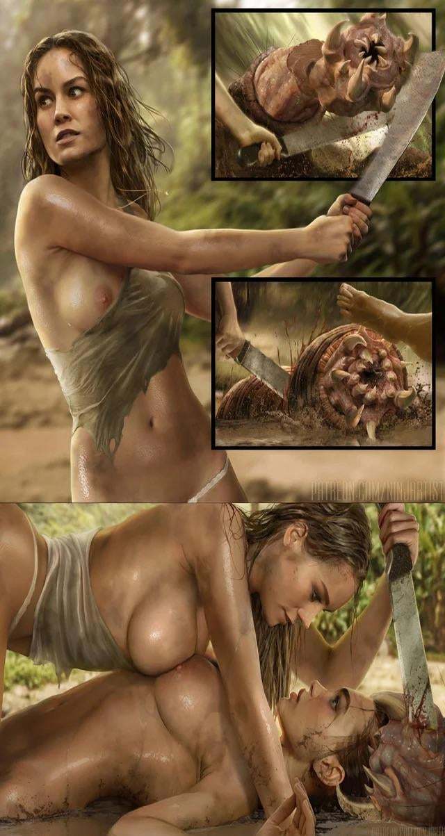 Tomb Raider in Skull Island (full set uncensored) - NSFW, Art, Hand-drawn erotica, Ninjart1st, Tomb Raider: Lara Croft, Kong: Skull Island, Crossover, Vore, Brie Larson, , Boobs, Booty, Labia, Machete, Underwear, Longpost