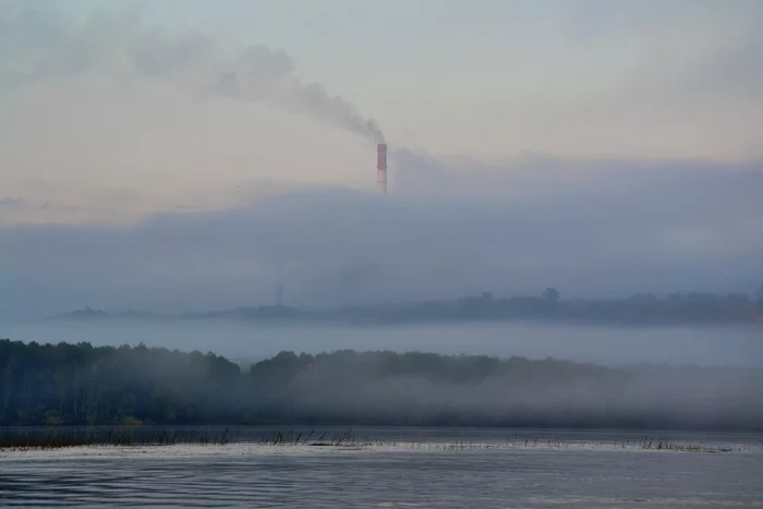 So that's where the fog is made... - My, River, Barnaul, The photo, Morning