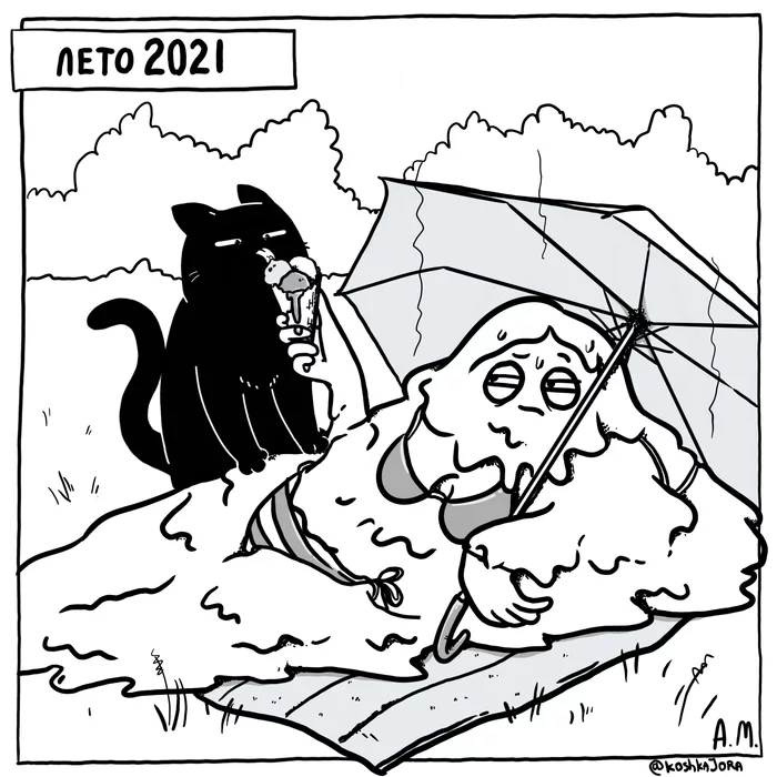 Summer 2021 - My, Summer, Heat, Comics, Web comic, cat, Humor, Rain, Потоп