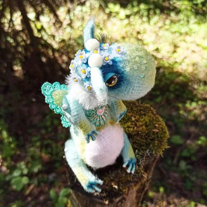 Handmade toy. - My, The Dragon, Author's toy, Crochet, Amigurumi, Butterfly, Milota, Fairy-tale animals, Wonders of nature, Video, Longpost, , Needlework without process