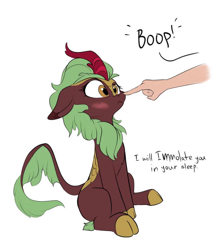 Boop! - My little pony, PonyArt, Cinder glow, MLP Kirin, Rocket-Lawnchair