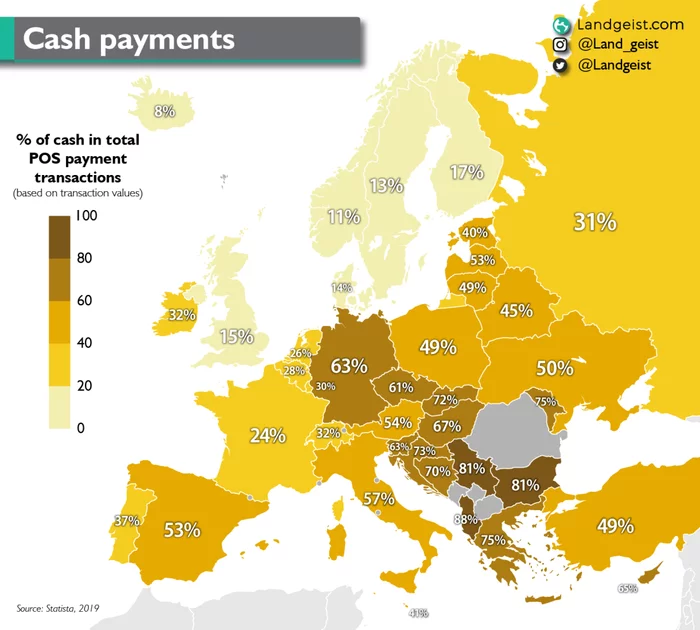 Can I pay by card? - Money, Cache, Technologies, Europe, Infographics