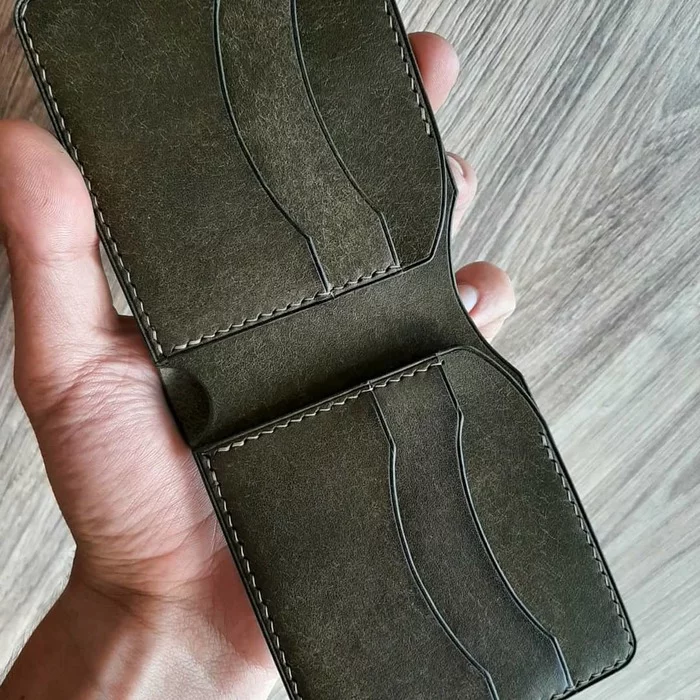 Wallet in PUEBLO LEATHER - OLIVA - My, Leather, Rastishka, With your own hands, Hand seam, Beefold, Leather products, Longpost