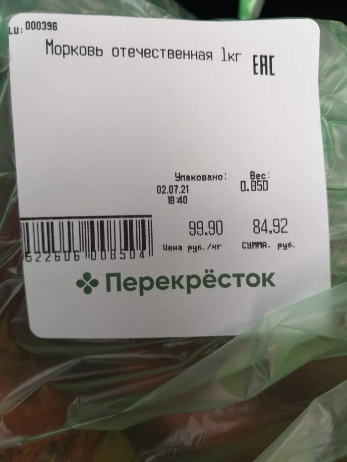 В России цены не растут... - Моё, Продукты, Цены, Морковь, Инфляция, Мат