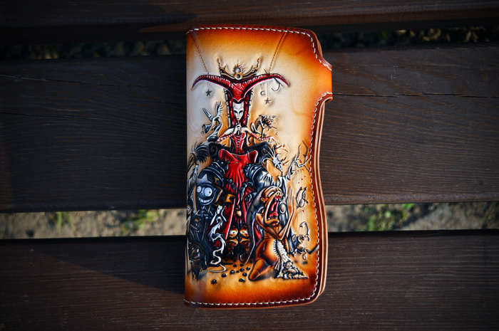 Die Konigin. - My, Art, Characters (edit), Leather, Embossing on leather, Wallet, Needlework without process, Longpost