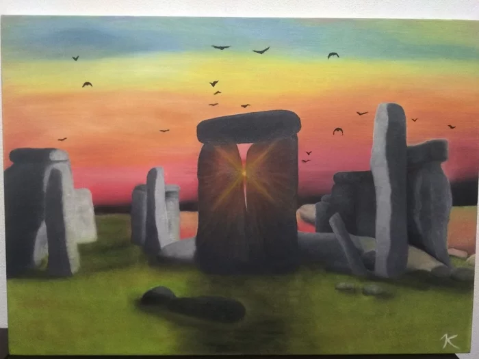 Картина маслом Стоунхендж (Stonehenge). Більше картин в моєм инстаграме: subst_art - Моё, Картина маслом, Картина, Живопись, Пейзаж, Стоунхендж, Холст, Продажа, Длиннопост