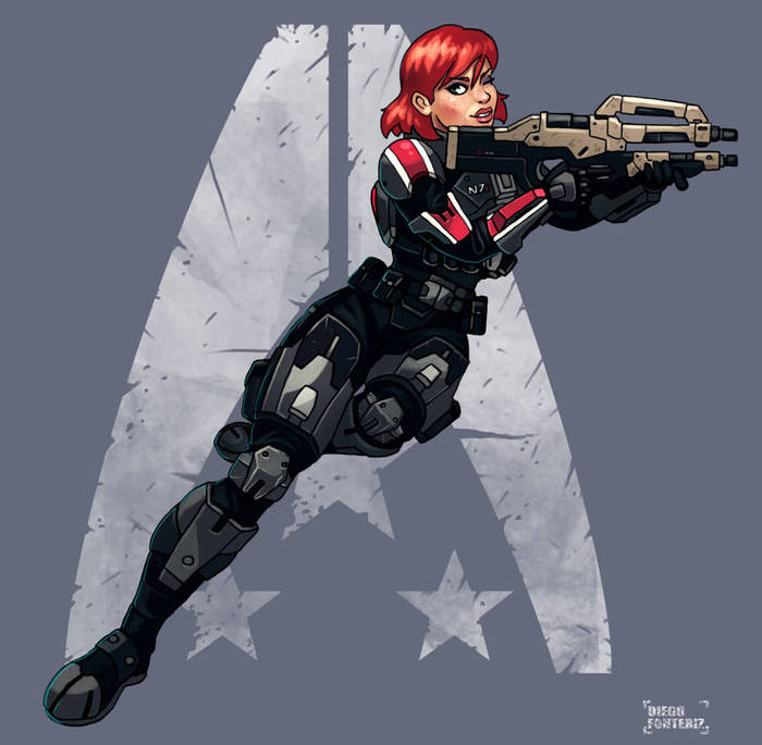 Commander shepard, alliance pin-up Mass Effect, , 