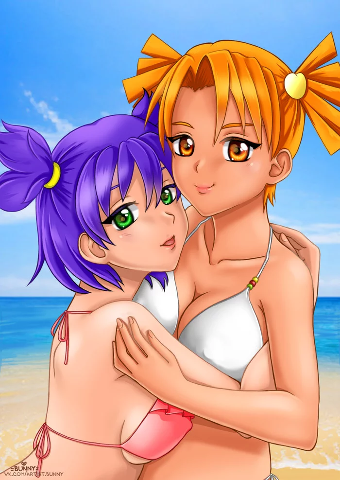 Emerald-amber summer - Endless summer, Visual novel, Lena, Alisa Dvachevskaya, Art, Fan art, Summer, Beach