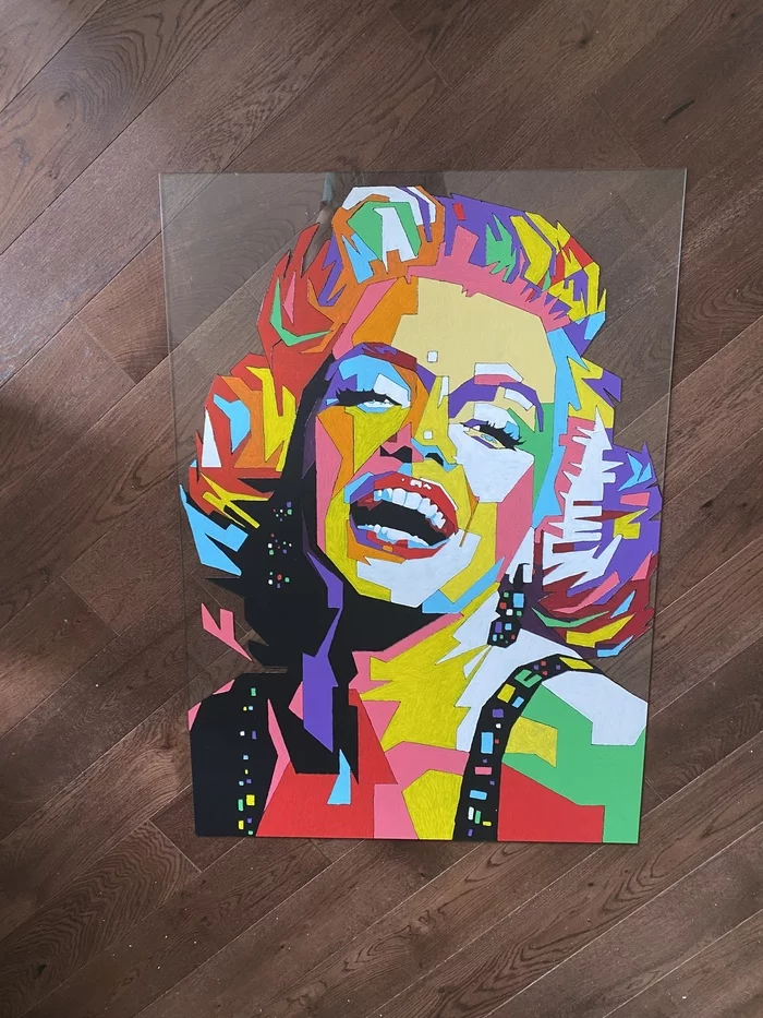 Marilyn Monroe on glass - My, Marilyn Monroe, Acrylic, Glass, Painting, Art, Modern Art, Art, Artist, , League of Artists, Interior painting, Video, Longpost
