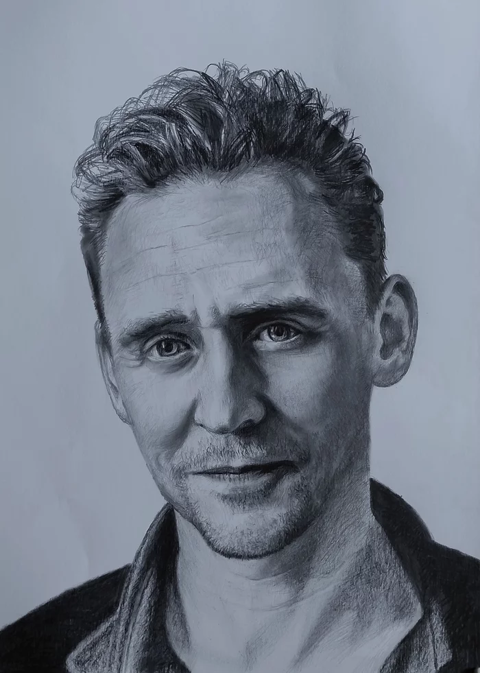 Tom Hiddleston - My, Pencil drawing, Portrait, Celebrities, Tom Hiddleston