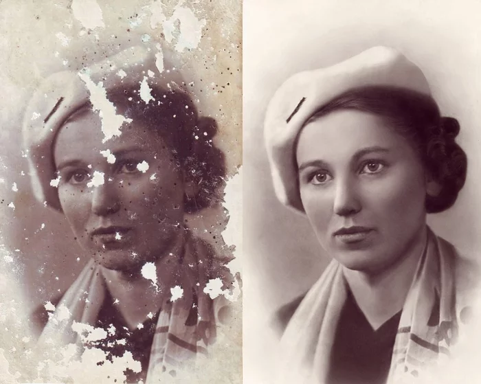 Restoration of an old photo - My, Restoration, Photoshop, Portrait, Old photo