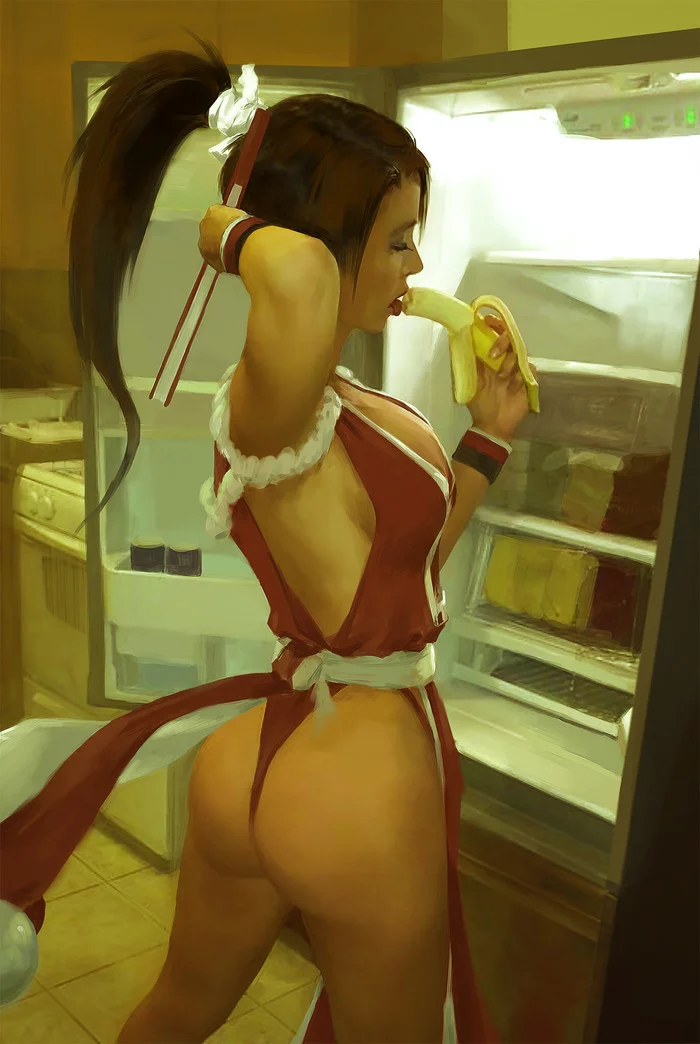 Banana - NSFW, Art, Banana, Girls, The king of fighters, Mai Shiranui, Shenpei wu, Game art