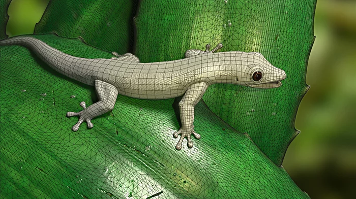 Ящерица, 3d модель - Моё, 3D, Ящерица, Zbrush, Substance painter, Геккон, Пресмыкающиеся, Длиннопост