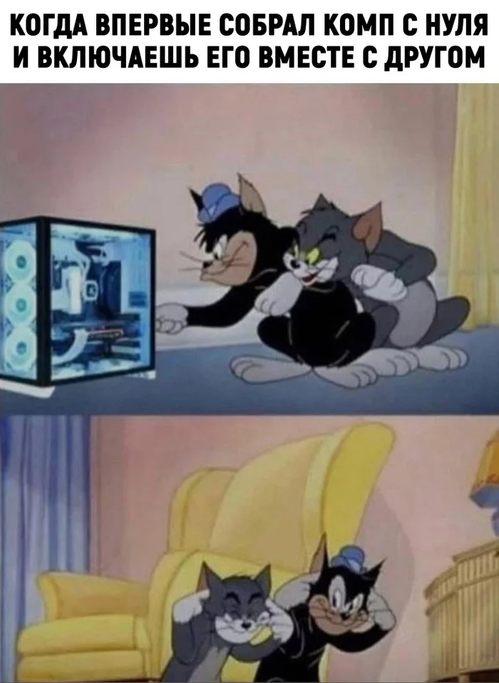 pc assembly - Humor, Tom and Jerry, Memes, Computer games, Assembling your computer, First time