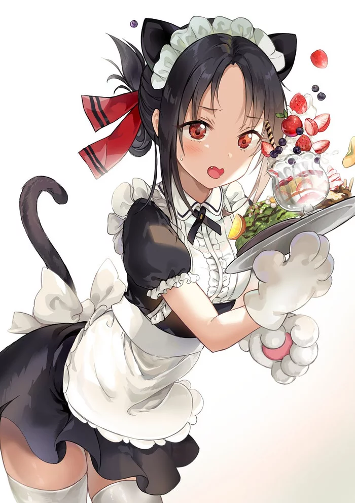 Kaguya - Anime, Anime art, Shinomiya kaguya, Kaguya-Sama wa Kokurasetai, Housemaid, Animal ears, Art, Girls, , Stockings