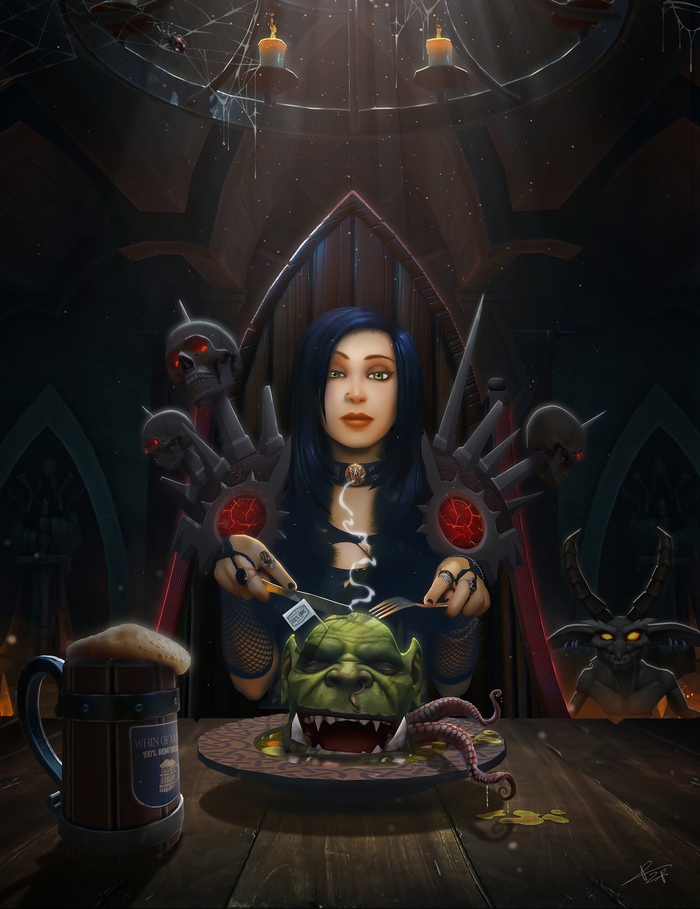  "Creepy warlock". :Benjamin Rzp World of Warcraft, Warcraft, Blizzard, Game Art, , , 