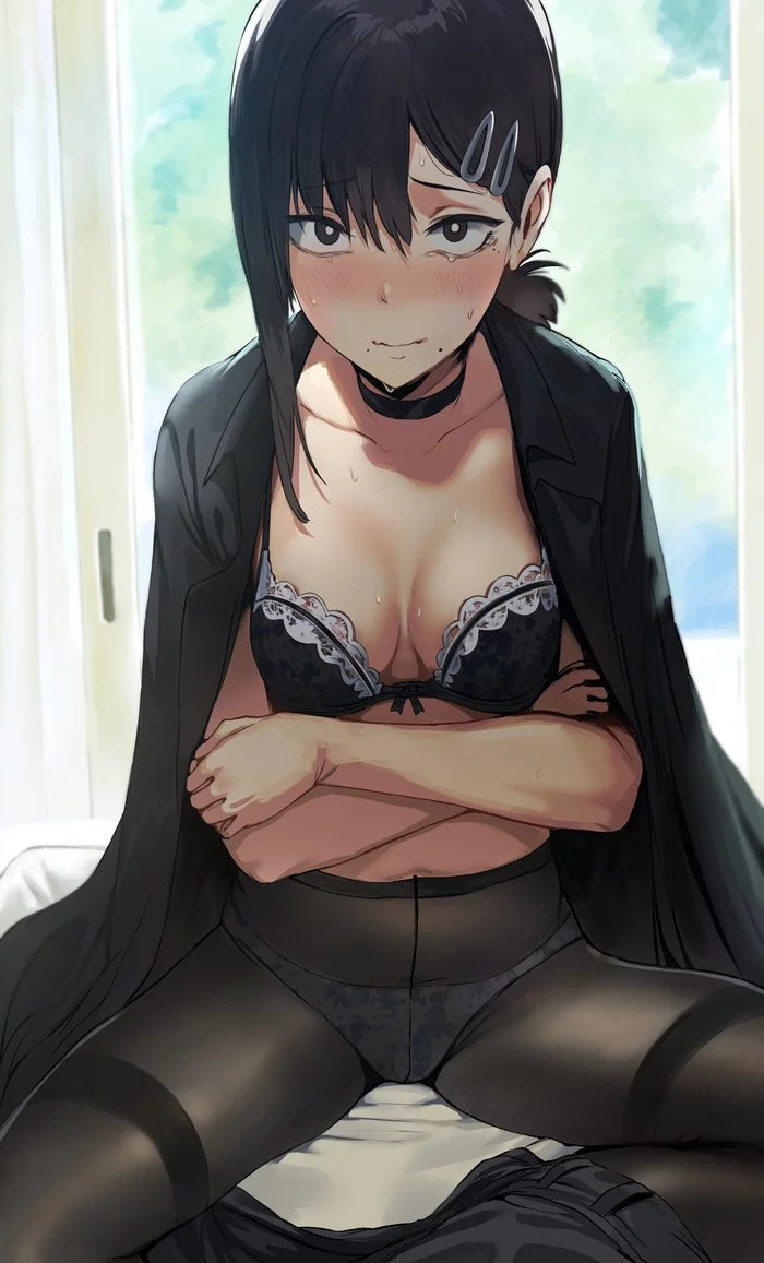 Kobeni - NSFW, Anime, Art, Anime art, Erotic, Chainsaw man, Girls, Underwear, Breast, , Tights, Hews, Kobeni Higashiyama, Choker