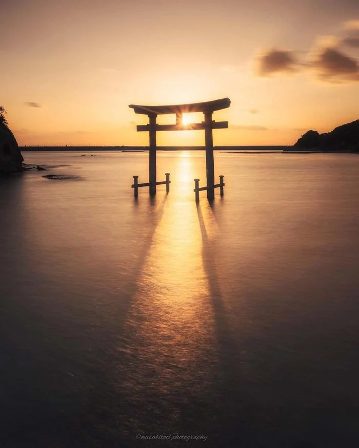 Sunset and torii gate in Wakayama Prefecture - Sunset, Architecture, Japan, Sea, The photo